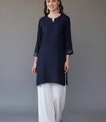 Navy embroidered rayon kurta set