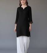 Black embroidered rayon kurta set