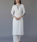 White embroidered rayon kurta set