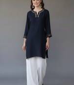 Navy  embroidered rayon kurta set