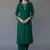Green embroidered rayon kurta set