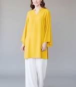 Yellow embroidered rayon kurta set