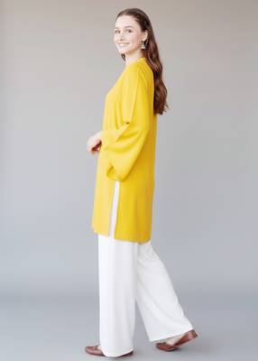 Yellow embroidered rayon kurta set 2