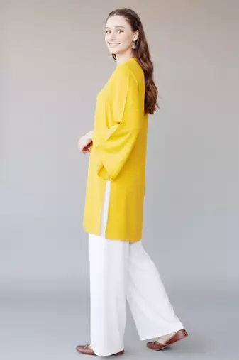 Yellow embroidered rayon kurta set