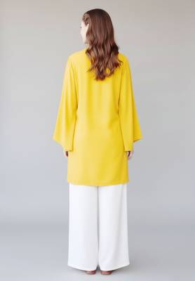 Yellow embroidered rayon kurta set 3