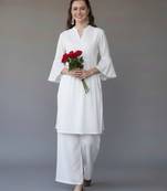 White embroidered rayon kurta set