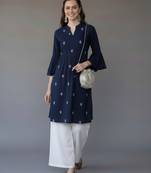 Navy embroidered rayon kurta set