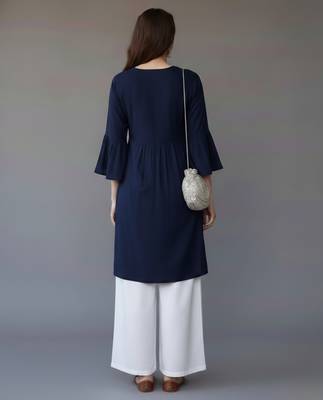 Navy embroidered rayon kurta set 2