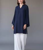 Navy embroidered rayon kurta set
