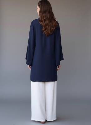 Navy embroidered rayon kurta set 2