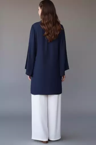 Navy embroidered rayon kurta set