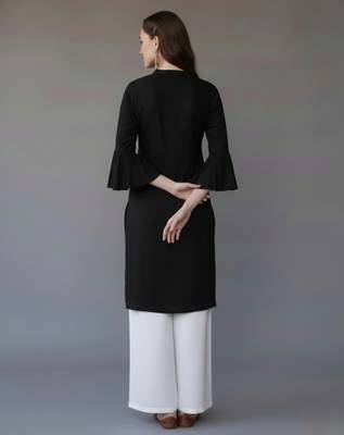 Black embroidered rayon kurta set 2