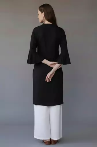 Black embroidered rayon kurta set