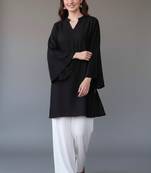 Black embroidered rayon kurta set