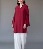 Maroon embroidered rayon kurta set