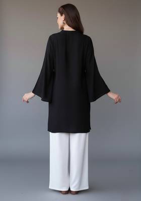Black embroidered rayon kurta set 2