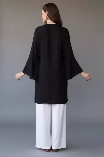 Black embroidered rayon kurta set