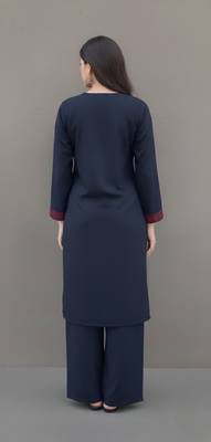 Navy embroidered rayon kurta set 2
