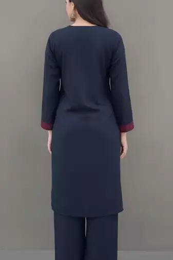 Navy embroidered rayon kurta set