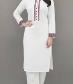 White embroidered rayon kurta set