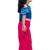 cotton cold shoulder half n half bordered top with palazzo - blue & pink