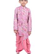 fullsleeves floral printed kurta with dhoti -mauve 