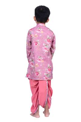 fullsleeves floral printed kurta with dhoti -mauve  2