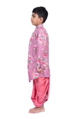 fullsleeves floral printed kurta with dhoti -mauve  3