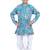 fullsleeves floral printed kurta with dhoti -seagreen & white