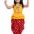 cotton sleeveless krishna printed top & dhoti -yellow & red