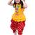 cotton sleeveless krishna printed top & dhoti -yellow & red