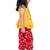 cotton sleeveless krishna printed top & dhoti -yellow & red