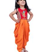 cotton sleeveless krishna printed jumpsuit -red & orange