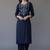 Navy embroidered rayon kurta set