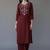 Maroon embroidered rayon kurta set