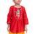 cotton 3/4sleeves krishna printed kurta with dhoti - red & yellow