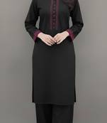 Black embroidered rayon kurta set