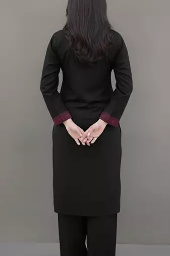 Black embroidered rayon kurta set