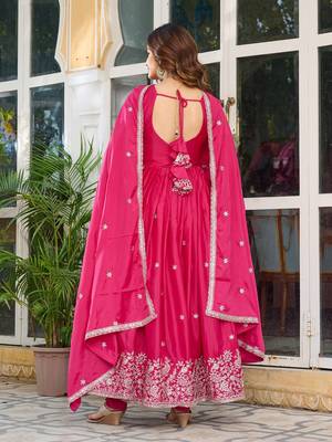 Pink Thread & Sequins Work Anarkali Set 3
