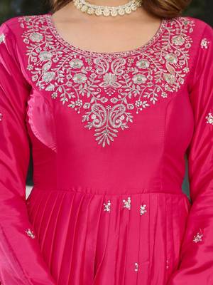 Pink Thread & Sequins Work Anarkali Set 4