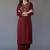 Maroon embroidered rayon kurta set