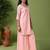 pink embroidered georgette kurta palazzo set