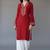 Red  embroidered rayon kurta set