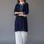 Navy embroidered rayon kurta set