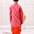 brocade fullsleeves embellished  kurta with dhoti - red & orange