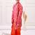 brocade fullsleeves embellished  kurta with dhoti - red & orange