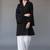 Black embroidered rayon kurta set