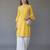 Yellow embroidered rayon kurta set