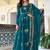Teal Thread & Sequins Work Anarkali with Pant & Dupatta