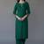Green embroidered rayon kurta set